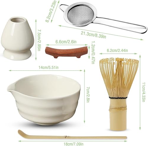 WDKXCN Matcha Kit, Kit Matcha, Kit Matcha Complet, Matcha Set Comprend Fouet Matcha, Cuillere Matcha, Bol Matcha avec Bec Et Un Support Pour Fouet à Matcha (Vert A) - Nail Gallerys