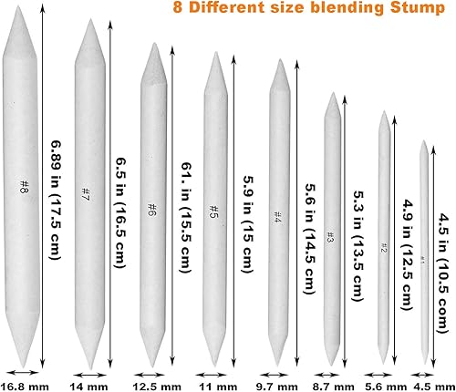 EuTengHao Lot de 22 souches et tortillions avec 2 taille-crayons de papier abrasif, 1 outil d'extension de crayon et 1 gomme pour les esquisses d'étudiant - Nail Gallerys