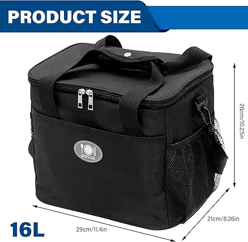 WIYETY Sac Isotherme Pliable 16L: Pliable Et Compact, Isolé Pour Le Bureau Et Pique-Nique (Noir, 16L) - Nail Gallerys