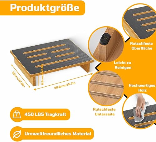 WRQIOO Marchepied en bois massif de 8,9 cm, à une étape, avec revêtement en caoutchouc antidérapant, marchepied en bois, tabouret de lit en bois, tabouret matelassé en bois pour cuisine, salle de bain - Nail Gallerys
