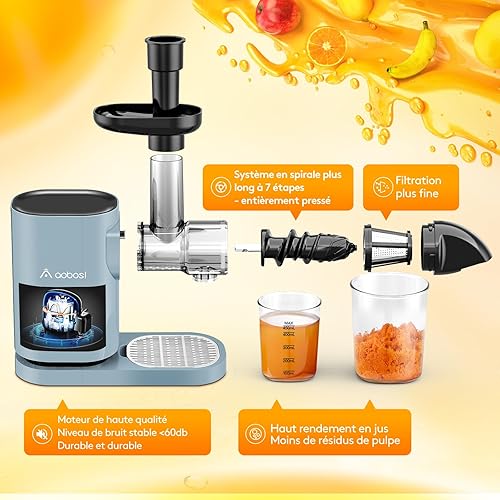 Aobosi Extracteur de Jus, Extracteur de Jus de Fruits et Légumes avec moteur silencieux & tasse à jus & brosse de nettoyage, Sans BPA (150 Watts/Bleu) - Nail Gallerys