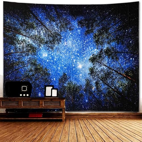 Towinle Tapisserie Murale Mandala Tenture Pique-Nique Nappe Tapisserie Indienne Tapis de Plage Bohême pour Décorer Chambre 180 * 230cm (Ciel étoilé et la forêt) - Nail Gallerys