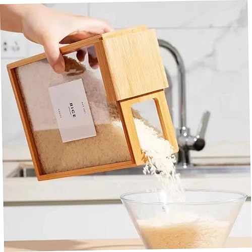 Nyutcwe Rangement de conteneurs de céréales 2PCS, 9.1x6.8x3, 2 pouces riz en bambou avec couvercles amovibles, conteneurs stockage farine transparente pour les céréales kichen - Nail Gallerys