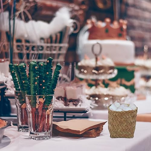 YARNOW Anneau 10 Pièces Boite De Bonbons Miniature Faveurs De Mariage Paniers De Rangement en Osier Panier De Rangement De Bonbons Pots De Fleurs Rotin De Bébé Paille Panier Pot De Fleur - Nail Gallerys