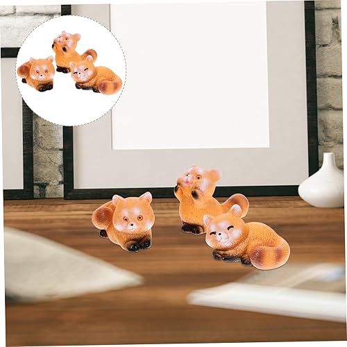 ABOOFAN 6 Pièces Décoration de poupée Panda Rouge Micro Paysage bureautique Accessoires Panda Roux Mini Petit Panda Mini Statue de Petit Panda Animal Ornement Sculpture de Petit Panda Auto - Nail Gallerys