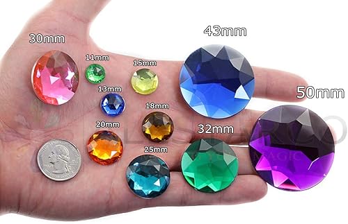 43mm Large Flat Back Round Acrylic Rhinestones Plastic Circle Gems for Costume Making Cosplay Jewels Pro Grade Embelishments - 4 Pieces (Red Ruby H103) - Nail Gallerys