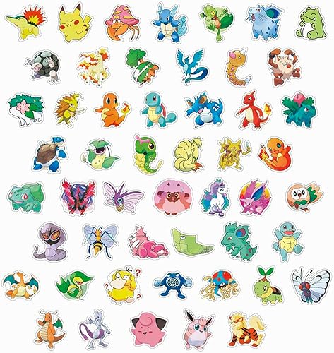 Lot de 100 autocollants Pokémon japonais imperméables en vinyle pour ordinateur portable, ordinateur, skateboard, bagages, vélos, voiture, moto, pour enfants, adolescents, amateurs d'animation Pokémon - Nail Gallerys