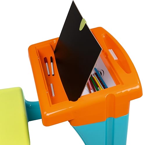 Smoby - 28077 - BurEau Petit Ecolier - Ardoise Double Face - Magéntique / Craie - + 8 Accessoires - Bleu/Orange - Nail Gallerys