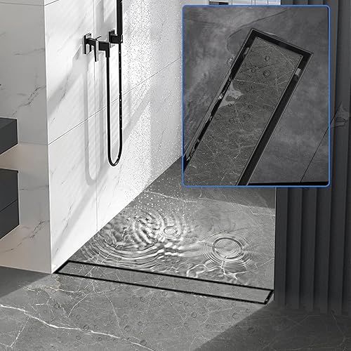 iYueMps Caniveau de Douche 70 cm, 2 en 1 Caniveau Couche Italienne Extra Plate, Acier INOX, avec 362° Siphon, Bloqueur D'odeurs et Filtre à Cheveux,Drainage Rapide - Nail Gallerys