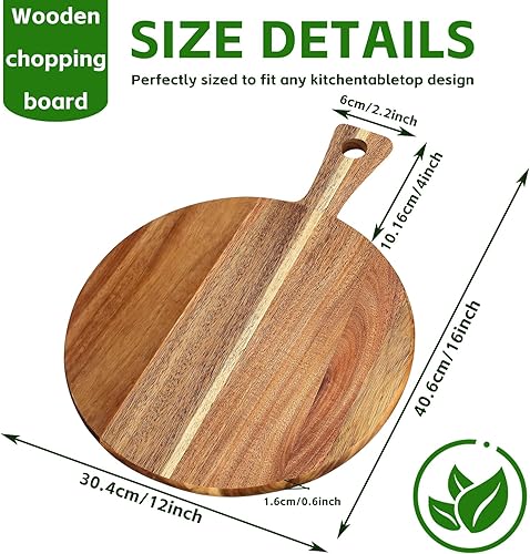 BORDEAG Assiette à pizza en bois avec poignée, planche à pizza Ø 30,5 cm, grande assiette à pizza ronde avec poignée, plateau à pizza pour planches à découper en bois, planche à fromage, planches à - Nail Gallerys