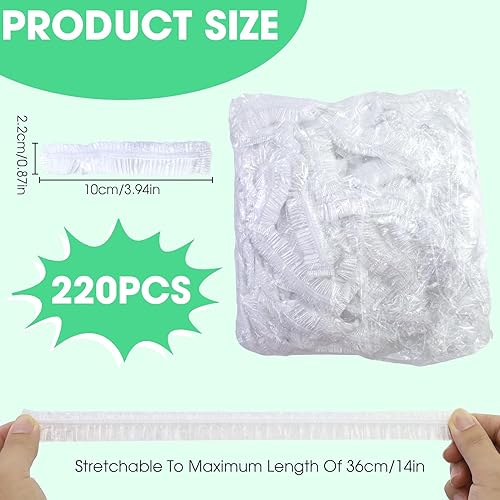 Lot de 220 sacs alimentaires réutilisables en plastique avec élastique, couvercles élastiques pour les aliments, jetables - Nail Gallerys