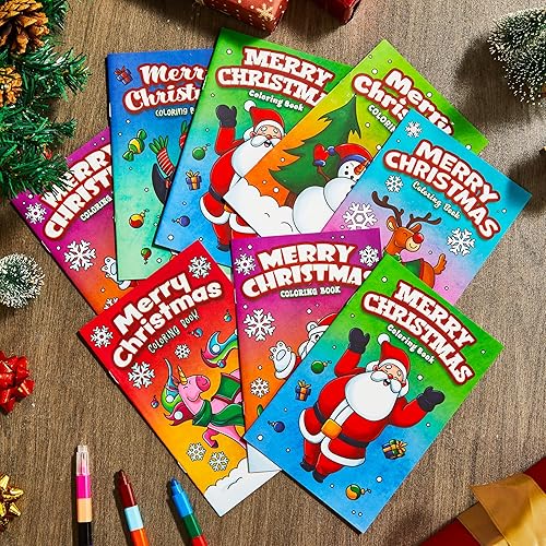 JOYIN Lot de 24 livres de coloriage de Noël en vrac pour enfants, mini livres de coloriage de Noël en 6 couvertures, excellent cadeau pour filles et garçons, cadeaux de vacances et cadeaux de fête - Nail Gallerys