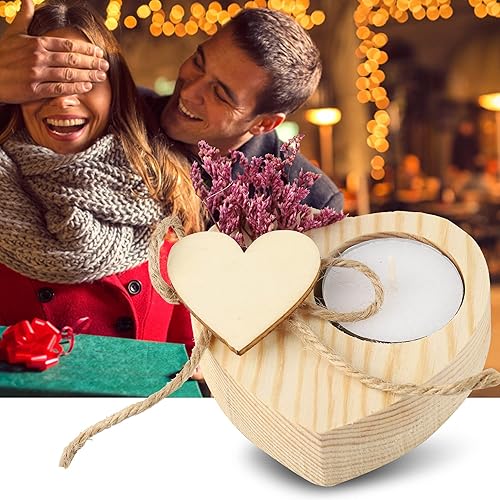 Jinlinjew Photophore en Bois personnalisé bougeoir en Forme de Coeur décoration Artisanale pour Mariage fête de noël Cadeau d'anniversaire - Nail Gallerys