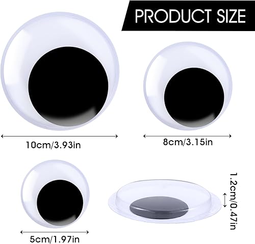 8 Pièces Yeux Mobiles Autocollants Adhésifs Grands Faux Yeux à Coller Artisanat Autocollants de Globe Oculaire Mobiles Oscillants Géants en Plastique Noir et Blanc 10 cm 8 cm 5 cm Oeil a Coller - Nail Gallerys