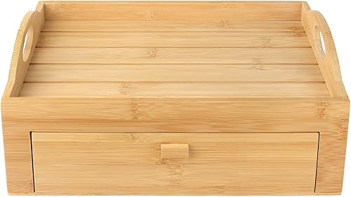Schramm® Plateau de thé en Bambou Plateau de Service avec tiroir env. 30x20x11cm Plateau de thé Boîte à thé Plateau de lit - Nail Gallerys