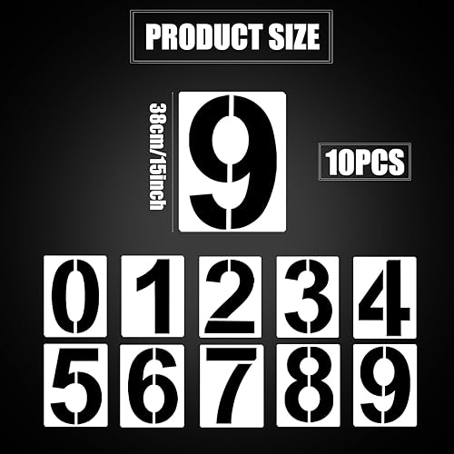 10pcs 38cm Grands Pochoirs Chiffres, Réutilisables Pochoir Nombre Maison Plastique Pochoirs Chiffres pour Peinture de 0 à 9 - Nail Gallerys