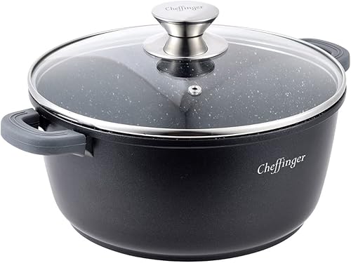 Cheffinger CF-DC24 BLK CF-DC24 Faitout en fonte d'aluminium Ø 24 cm - Nail Gallerys