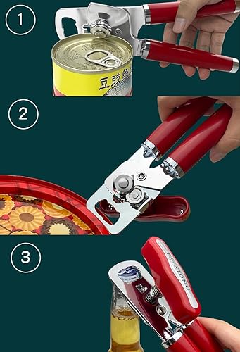 Ouvre Boite Conserve Manuel,3 en 1 Acier Inoxydable Ouvre Boîte Professionnel Bocal Manuel Bouteille Multifonctions Ouvre-Boîte Manuel Ergonomiquepour Assez Agé - Nail Gallerys