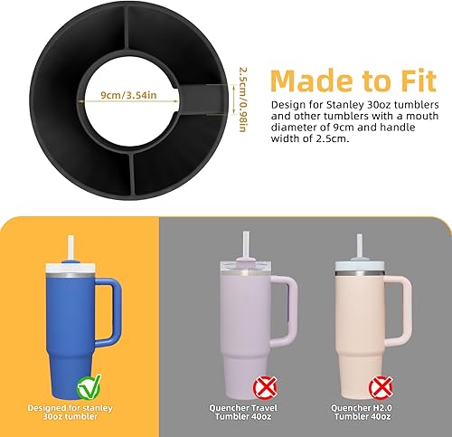 Musiwanna Assiette à collation avec couvercle pour Stanley Cup 887 ml, uniquement pour 887 ml, bol à collation compatible avec Stanley Quencher 30 oz, plaque à collation en silicone, anneau à - Nail Gallerys