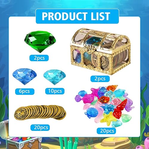 Joycabin Lot de pièces d'or pirates - Trésor de pirate avec 2 coffres au trésor - Anniversaire d'enfant - Chasse au trésor - Trésor de pirate - Anniversaire d'enfant - Pour coffre au trésor, jeux, - Nail Gallerys