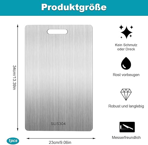 Planche à découper en titane - 34 x 23 cm - Sans BPA - Pour viande, légumes, fruits - Nail Gallerys