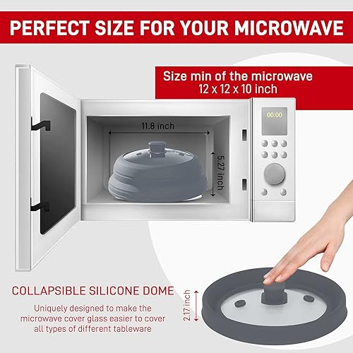 Couvercle magnétique pour micro-ondes – Couvercle anti-éclaboussures pliable pour micro-ondes pour assiette et bol – Dessus en verre trempé, dôme en silicone de qualité alimentaire avec aérations de - Nail Gallerys
