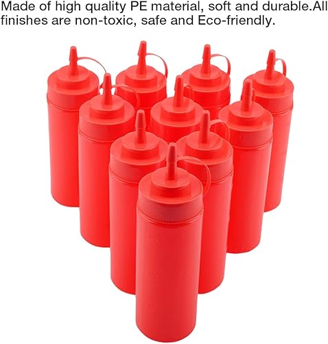 Distributeur de Condiments en Plastique de 340ml, Ensemble de 10 Pièces pour Sauce, Huile, Crème, Vinaigre Jaune (rouge) - Nail Gallerys