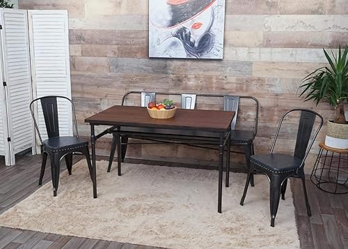 Mendler Banc à 3 Places, HWC-H10, pour Salle à Manger,Design Chesterfield, Industriel,gastronomie,Similicuir-Noir-Gris - Nail Gallerys