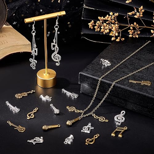 PH PandaHall 20 Styles Musique Breloques, 120pcs Instrument de Musique Notes Symbole Pendentifs Musique Éléments Charme Microphone Violon Guitare Charmes pour Collier Bracelet Boucles D'Oreilles - Nail Gallerys