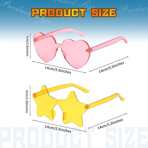HXC Lot de 8 paires de lunettes de fête colorées en forme de cœur et d'étoile, lunettes de soleil transparentes pour enfants et adultes, 2 motifs - Nail Gallerys