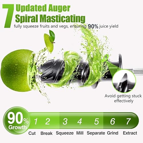 AMZCHEF Extracteur de jus avec 2 filtres brevetés NON obstruants pour les fruits et légumes mous et durs avec un rendement élevé en jus - Extracteur de jus 250 W à grande ouverture de 103 mm - Argent - Nail Gallerys