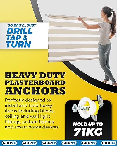 Gripit GP158 Lot de 8 Fixations Jaunes de 13 mm avec vis de 4,0 x 25 mm, 8 Pack - Nail Gallerys