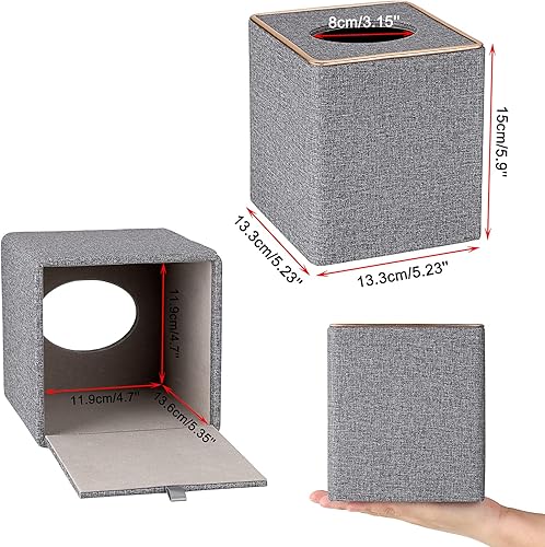 BTSKY Boîte à mouchoirs carrée en lin avec ligne dorée décorative – Porte-papier de soie cubique – Support de rangement pour mouchoirs en papier, boîte à serviettes, gris - Nail Gallerys