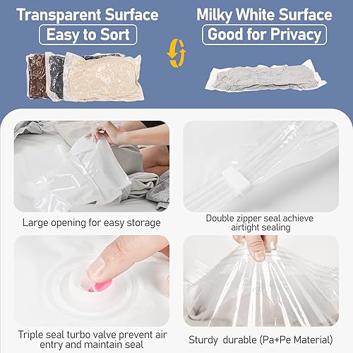 Sacs Sous vide Pour Vêtements Avec Pompe de Voyage, 9 Pièces (3-40x40 cm, 3-40x50 cm, 3 – 40x60 cm), Ces Sacs Sous cide Peuvent Être Utilisés À la Maison, Déménager, en Voyage qu en Plein Air - Nail Gallerys