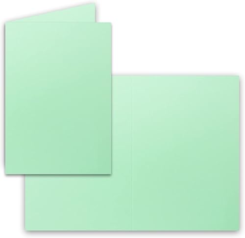 Set de cartes pliables au format A6 avec enveloppes au format C6 à collage humide Sans boîte 10 Karten-Sets vert menthe - Nail Gallerys