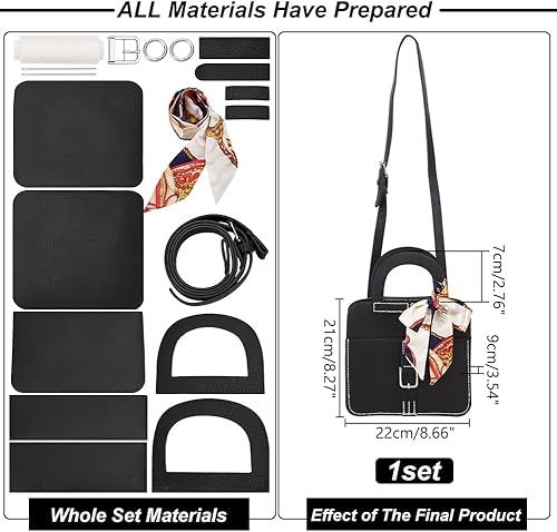 WADORN Kit de Fabrication de Sac à Bandoulière en Cuir PU, DIY Sac à Main à Bandoulière en Cuir Ensemble de Matériaux Bandoulière de Fabrication de Sacs à Main Accessoires, Chameau - Nail Gallerys