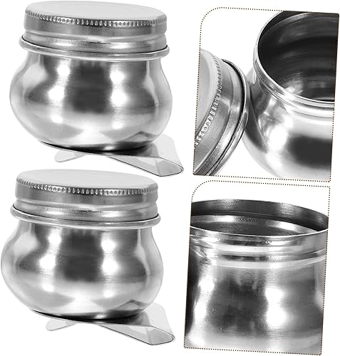 Lurrose 2 Pièces Pot De Mélange De Peinture à L'huile En Acier Inoxydable Boîte Vide Pour Aquarelle Pot De Peinture à L'huile Louche Fournitures De Peinture Trou Unique Huile De Métal - Nail Gallerys