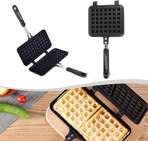 Niceminiwall Plaque de cuisson gaufrée à double tête, cuisinière à gaz, cuisinière à induction, en aluminium à trois usages, antiadhésif, carré double face (gaufre à deux têtes) - Nail Gallerys