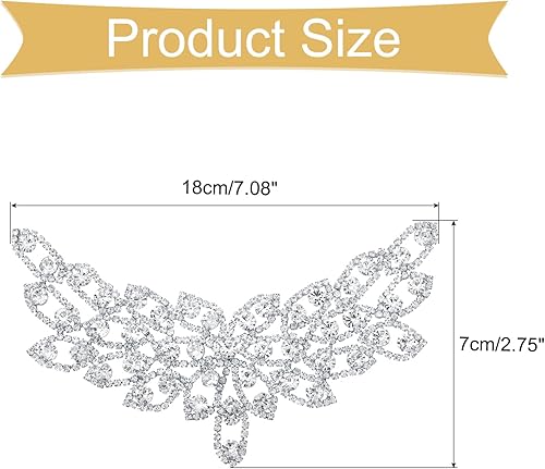 QUARKZMAN Applique en Strass de Cristal, Ornementation de Robe de Mariage pour Femmes, Accessoires de Bricolage, à Coudre, Bijoux en Strass pour Ceinture de Robe de Mariage, Blanc, Argent - Nail Gallerys