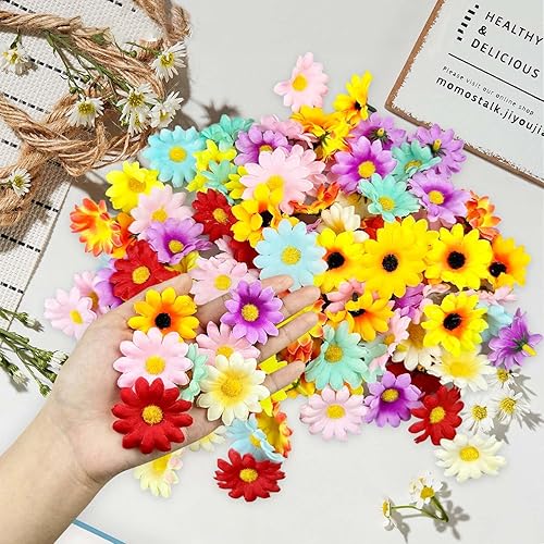 100 Pièces Fleurs Artificielles, 4cm Fleurs Artificielles Deco, Marguerite Fleur Artificielle, Fausse Fleur, Fleur Artificielle Deco Convient pour DIY Décoration Guirlande Salon Mariage (Couleur) - Nail Gallerys