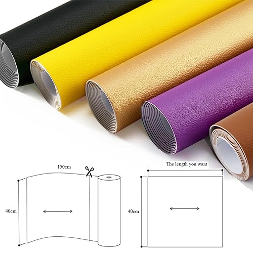 DIKARIYA Patch de Réparation en Cuir, Simili Cuir Autocollant,Patch Cuir Auto-adhésif Rénovation,Kit Reparation Cuir pour Canapés/Sièges de Voiture/Meubles/Vestes Marron Clair 40x150CM - Nail Gallerys