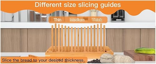 Kissmii Trancheuse à pain en bambou pour pain fait maison, planche à découper pour toast, machine à pain avec épaisseur réglable pour gâteaux en boîte B - Nail Gallerys