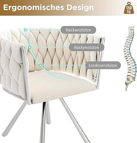 Zepneiy Chaises Salle Manger, Lot de 2 chaises de Salle à Manger Pivotantes avec Pieds en métal, Chaise Beige Argenté en Velours pour Salle à Manger Cuisine - Nail Gallerys