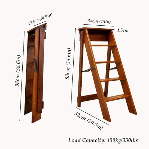 Chaise Pliante en Bois Échelles à 5 marches Tabouret Escabeau/Escabeau Multifonctionnel Chaise Échelle pour Cuisine/Bureau/bibliothèque - Nail Gallerys