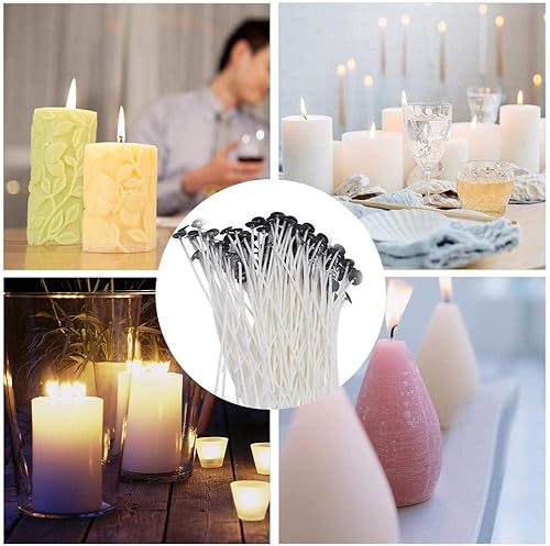 ZARRS Mèche à Bougie,100 pièces Mèches de Bougie Coton avec Support pour Fabrication de Bougies Blanche 6 Pouces 15CM - Nail Gallerys