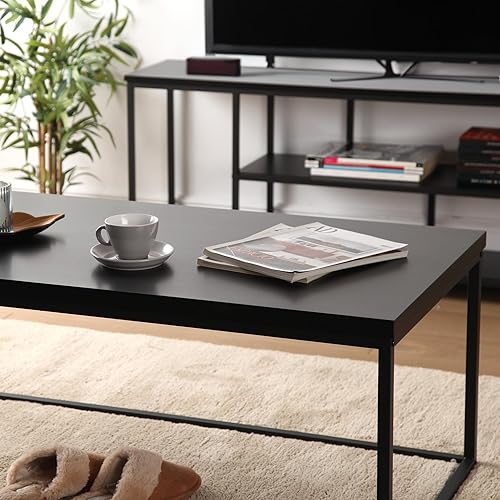 Versa Table Basse de Style Industriel, Dimensions (H x L x L) 45 x 60 x 120 cm, métal Noir - Nail Gallerys