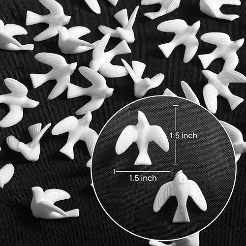 ZZYFGH Lot de 24 Mini colombes Blanches pour travaux manuels, Figurines d'oiseaux Miniatures en Vrac de 3,8 cm pour décoration de gâteau de Mariage - Nail Gallerys