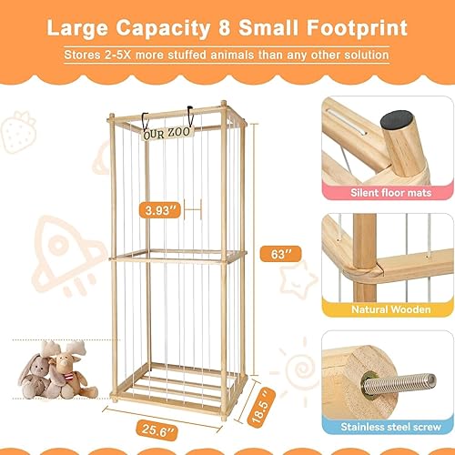 HEYOUTH Rangement Peluche,Organisateur de Jouets pour Enfants,Meuble Rangement Enfant,Range Peluche en Bois,pour Ranger Les Jouets pour la Chambre des Enfants Chambre des garçons Filles - Nail Gallerys