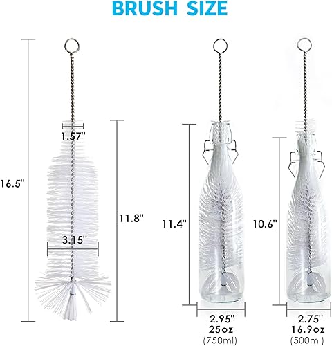 Brosse à Bouteille, idéale pour Nettoyer Les Bouteilles en Verre à goulot étroit, Les Bouteilles de vin, Les Bouteilles de bière, Les Bouteilles de Soda, Les vaporisateurs, Les Bouteilles de Kombucha - Nail Gallerys