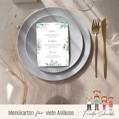 Eummelchen 13 Cartes de Menu enchanteresses au Format DIN A5 | Menus Personnalisables menus de Boissons pour Mariages, Anniversaires et Anniversaires | Décoration de Table élégante avec Menu Vierge - Nail Gallerys